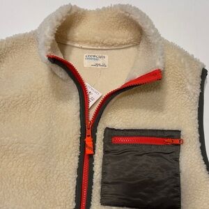 Kid’s Crewcuts Cream Sherpa Vest with Red and Black Details